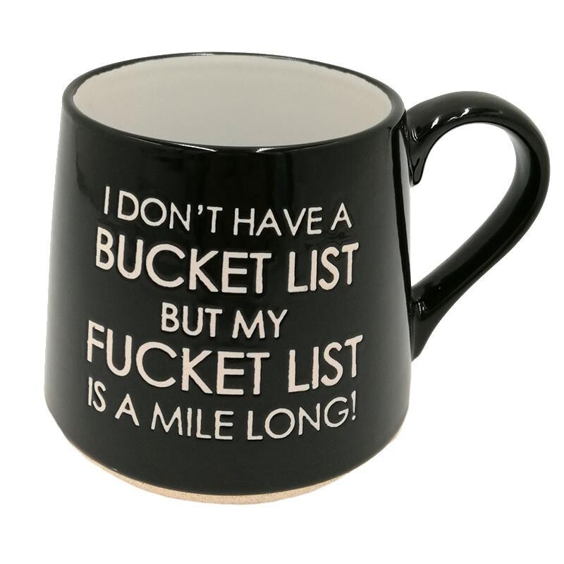 Fat Bottom Bucket List Black Mug