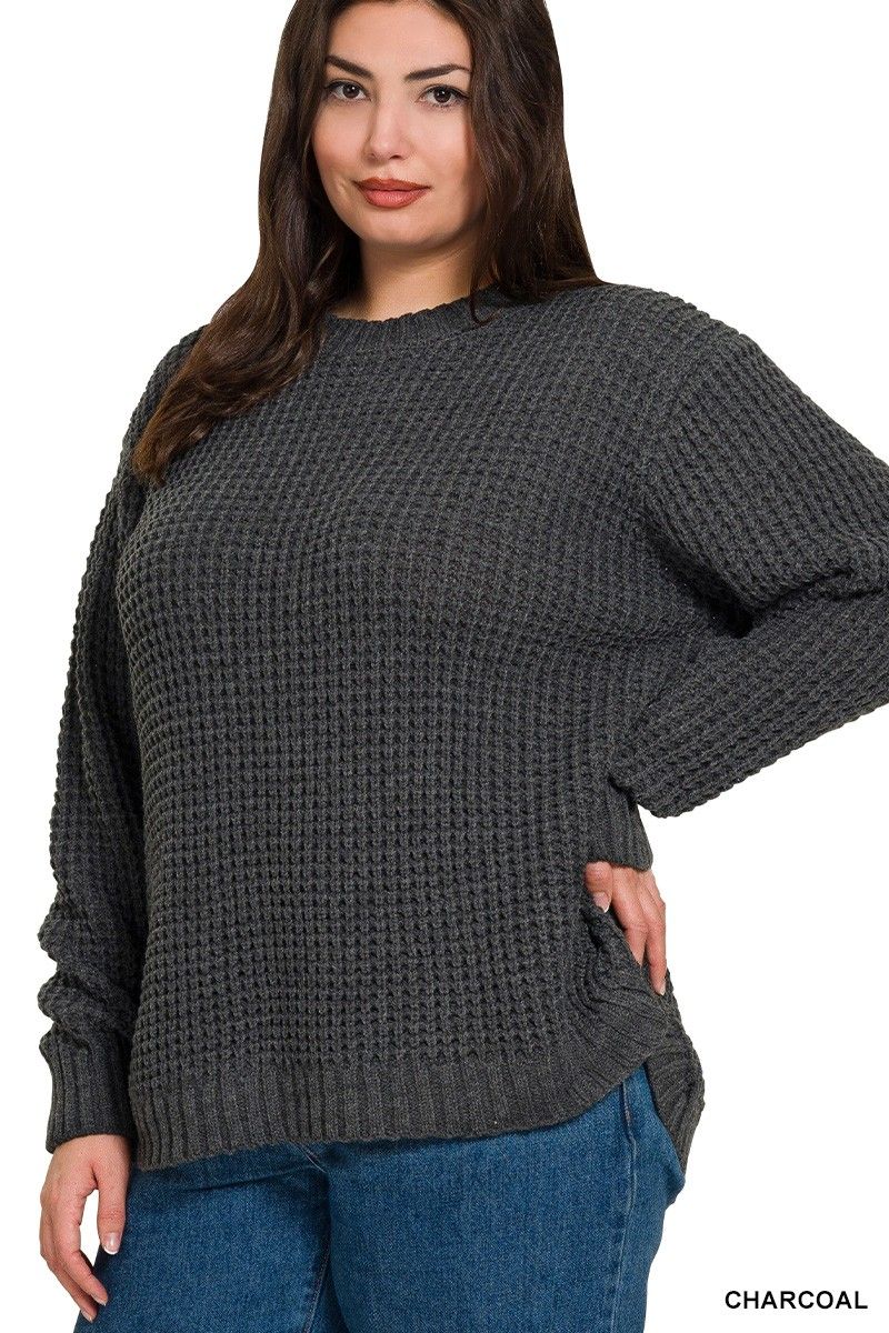 PLUS Waffle Sweater - Charcoal
