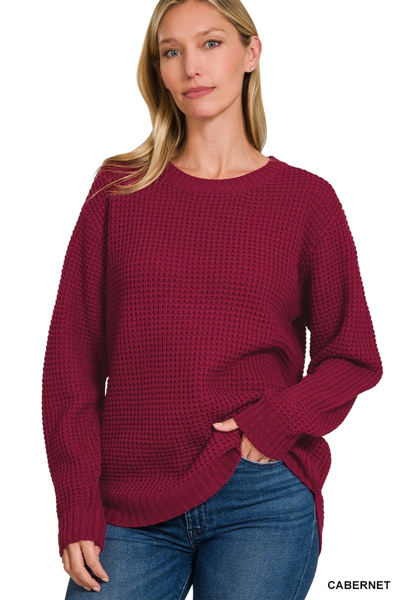 Waffle Sweater - Wine
