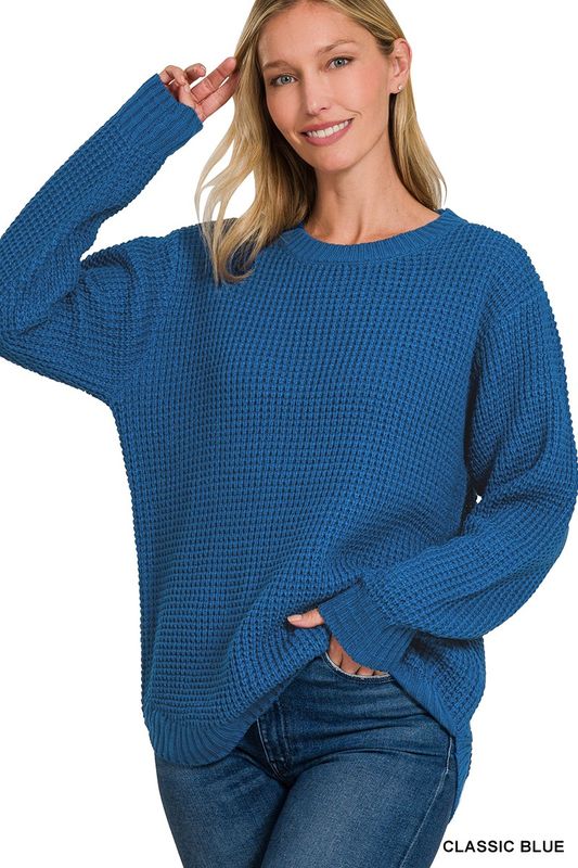 Waffle Sweater - Classic Blue