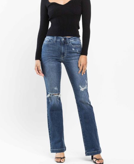 JUDY BLUE - Mid Rise Destroyed Boot Cut
