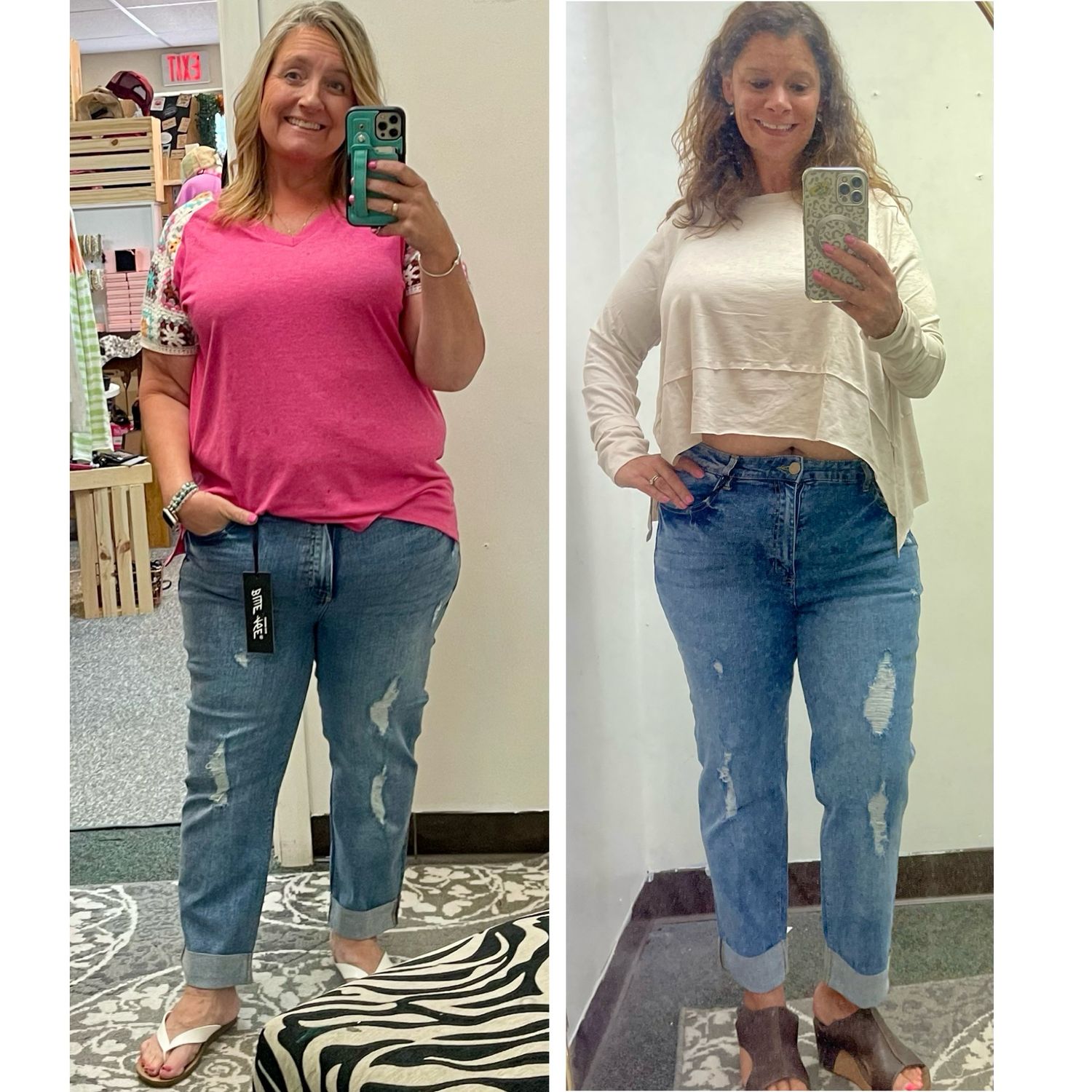 Blue Age Cuffed Distressed Boyfriend Jeans
