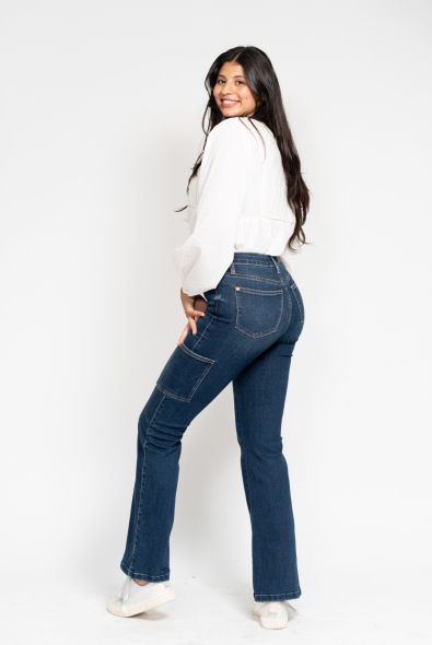 JUDY BLUE - High Waist Cargo Bootcut Jeans
