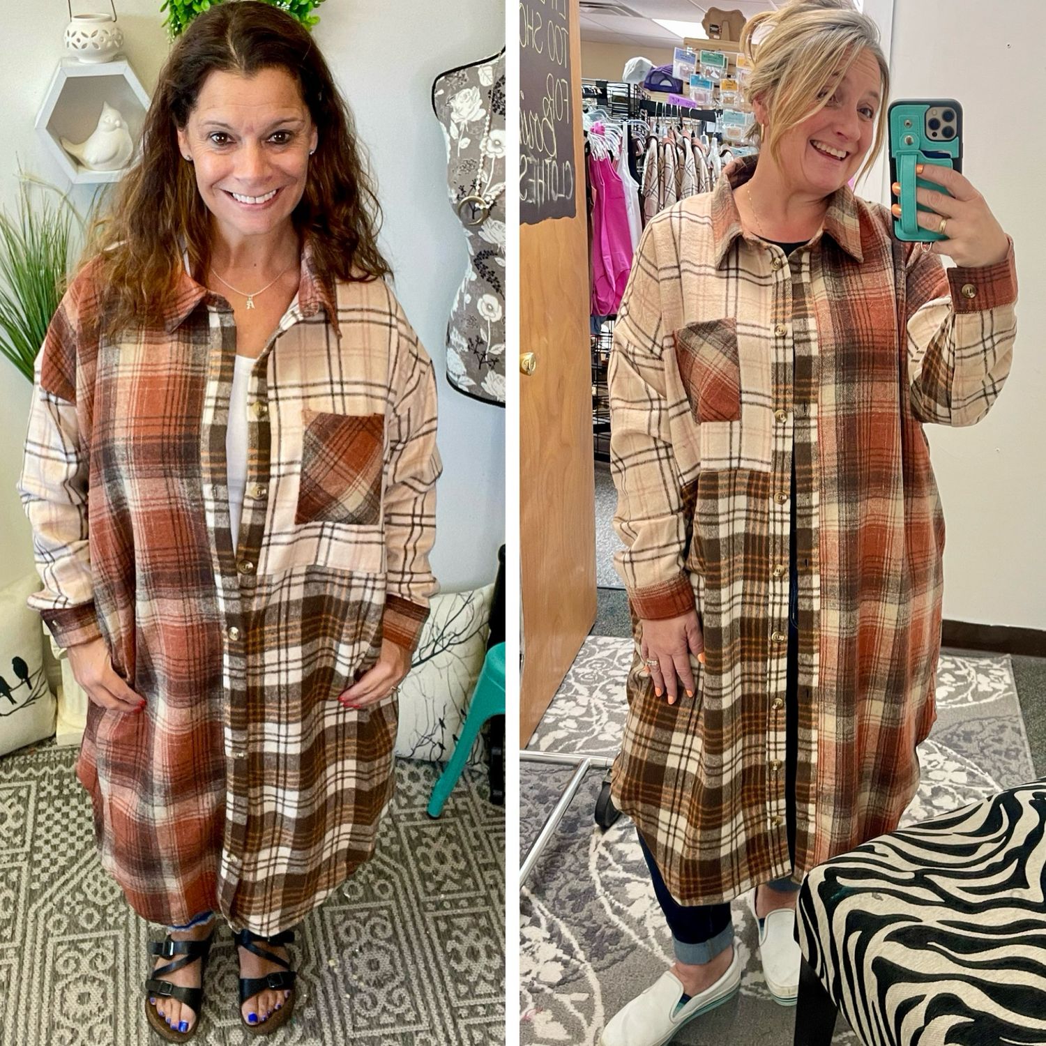 Long Oversized Plaid Flannel Shacket Sm-3X
