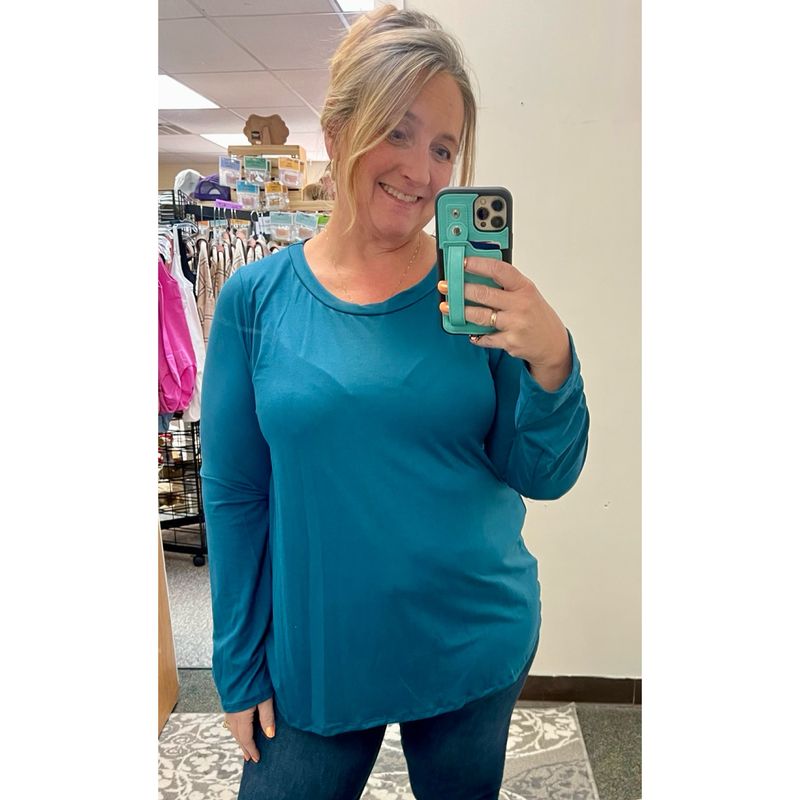 Long Sleeve Teal Basic Sizes Sm-3X
