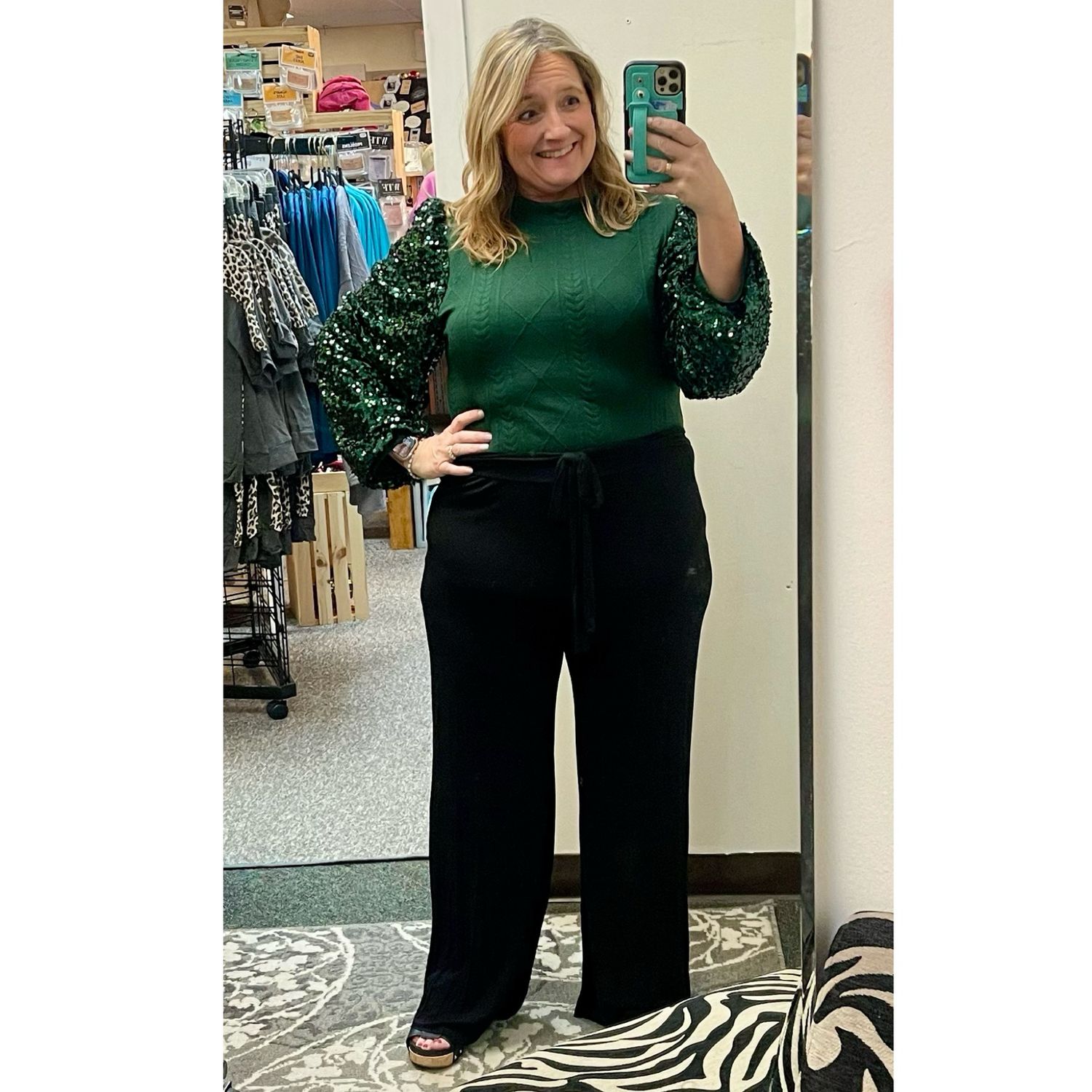 Wide Leg Tie Waist Pants
