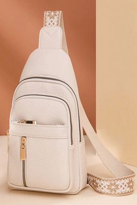 VEGAN LEATHER CROSSBODY SLING CHEST PACK BAG Neutral