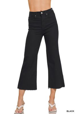 BLACK High Rise Cropped Flare Pants Sizes S-3X