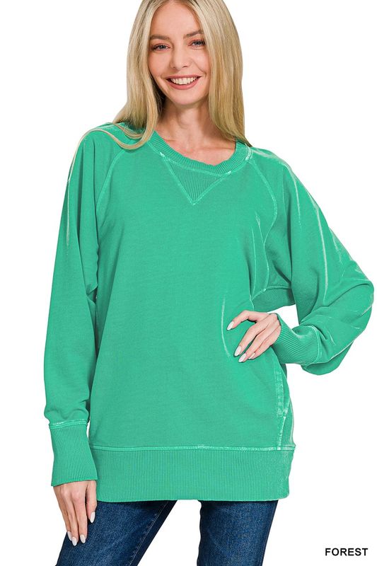 FOREST GREEN French Terry Sweatshirt With Pockets