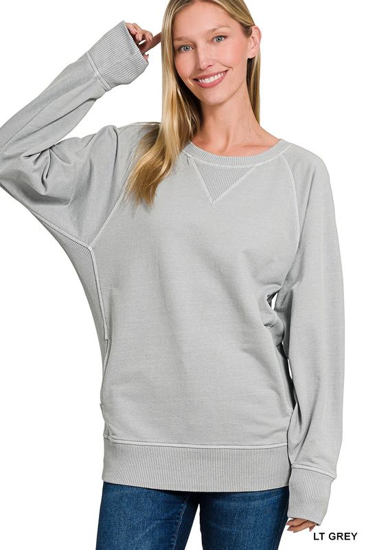 GREY French Terry Sweatshirt With Pockets
