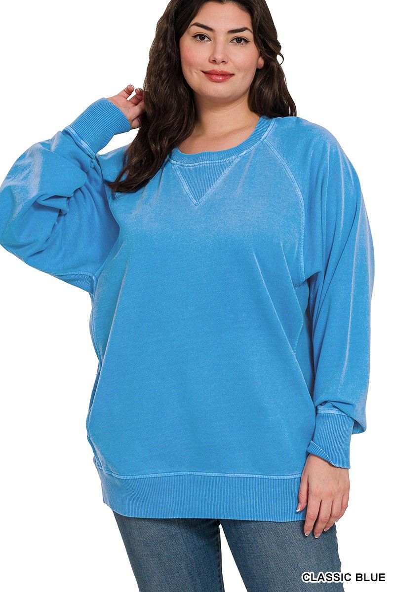 PLUS Classic Blue French Terry Sweatshirt With Pockets