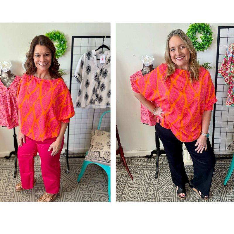 Pink Tropics Dolman Sleeve Blouse