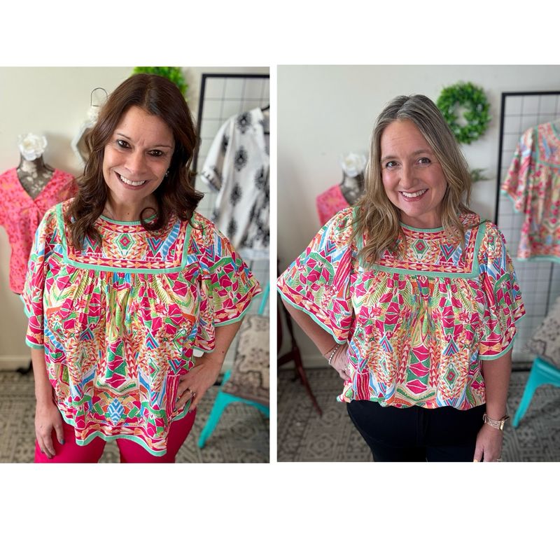 Vibrant Babydoll Blouse