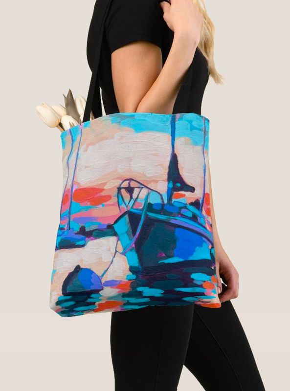 Original Art Tote Bag - Sailboat By Roxanne