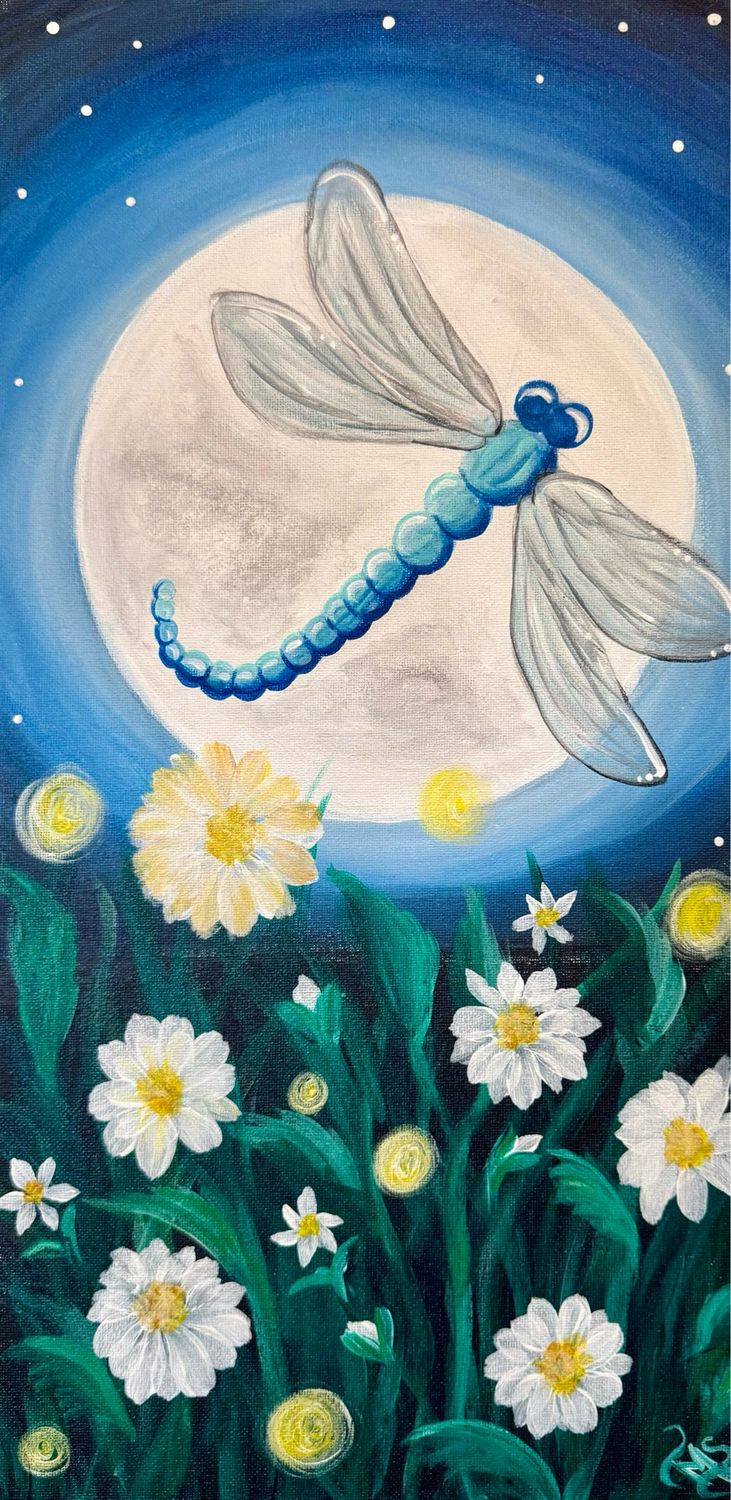 Dragonfly Moon on 10&quot;x20&quot; Family Friendly Painting FUNdraiser