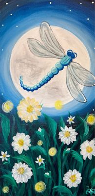 Dragonfly Moon on 10"x20" Family Friendly Painting FUNdraiser