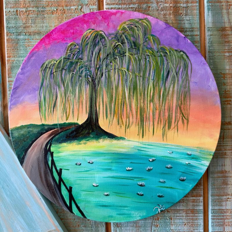 Willow Tree Paint and Sip on 16" Wood Round Board