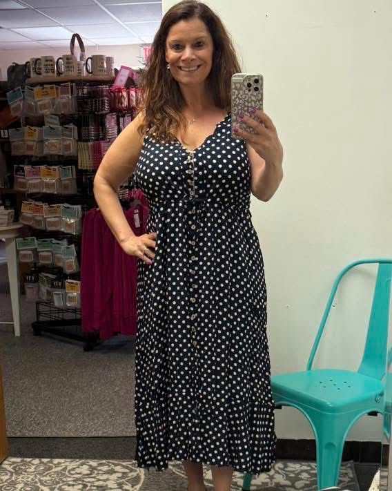 Summer Dress Navy or Green Polka Dot