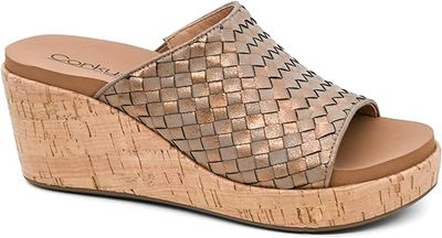 Corky's Wine And Dine Bronze Metallic Wedge Sandals