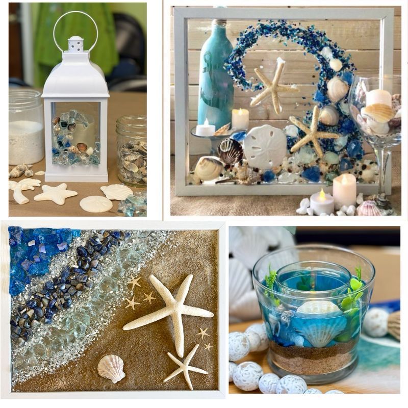 Sea Glass Resin Frame, Lantern or Candle Holder June 10th