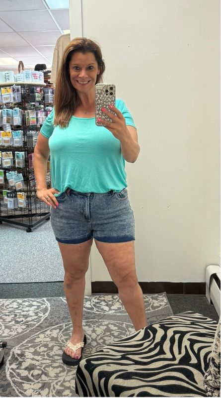 High Waist Frayed Hem Denim Shorts