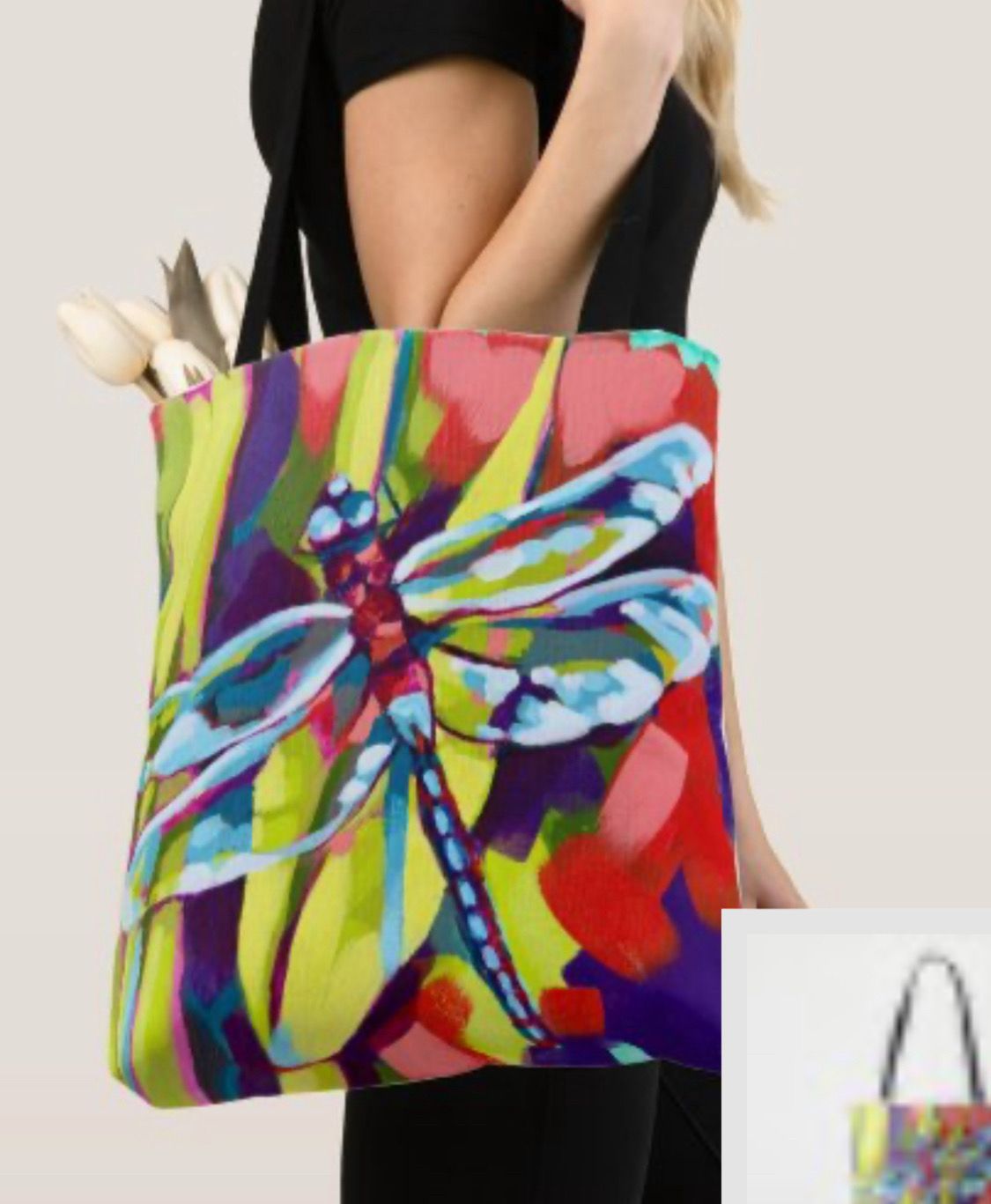 Original Art Tote Bag - Dragonfly By Roxanne