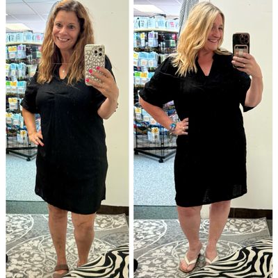 Black Half Sleeve Eyelet Dress