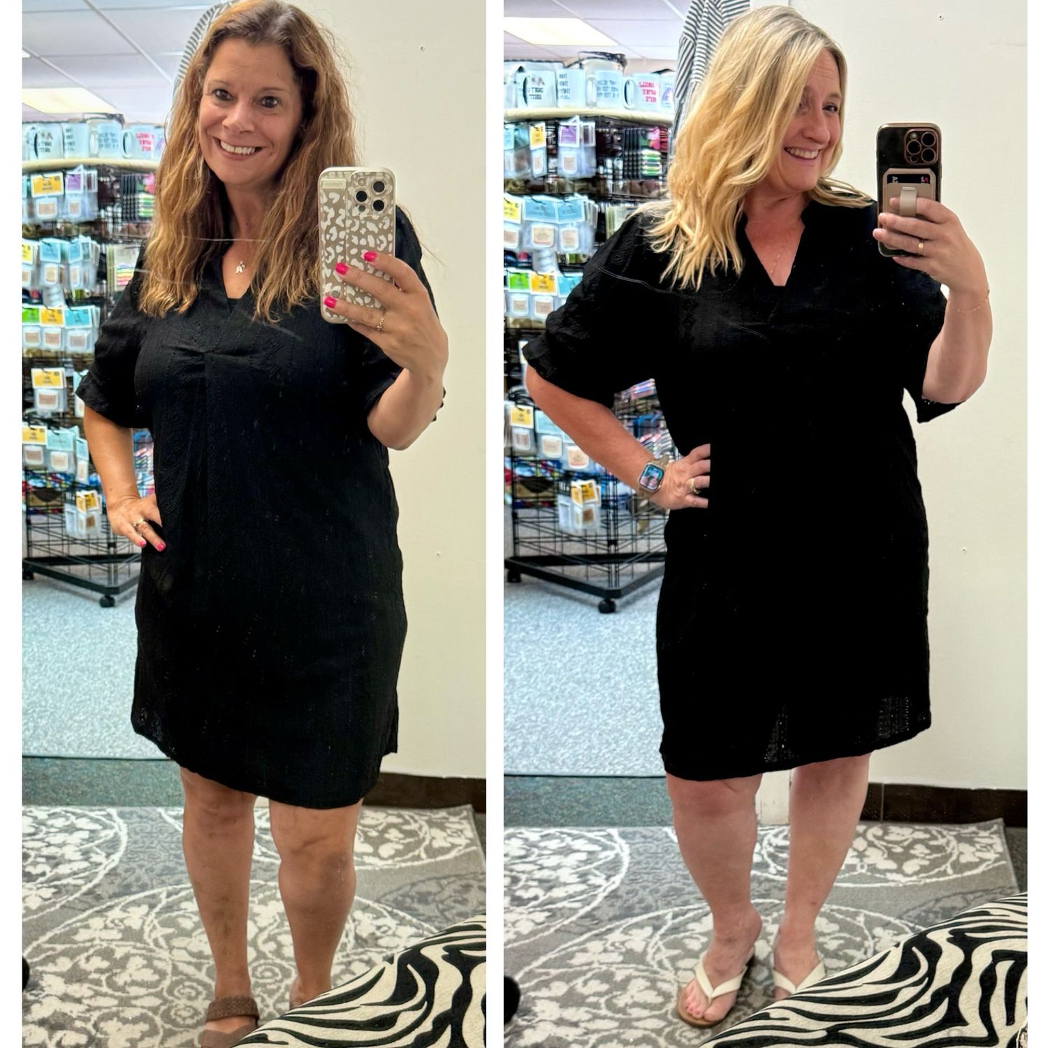 Black Half Sleeve Eyelet Dress