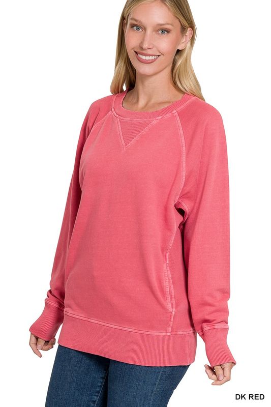 LIGHT RED French Terry Sweatshirt With Pockets