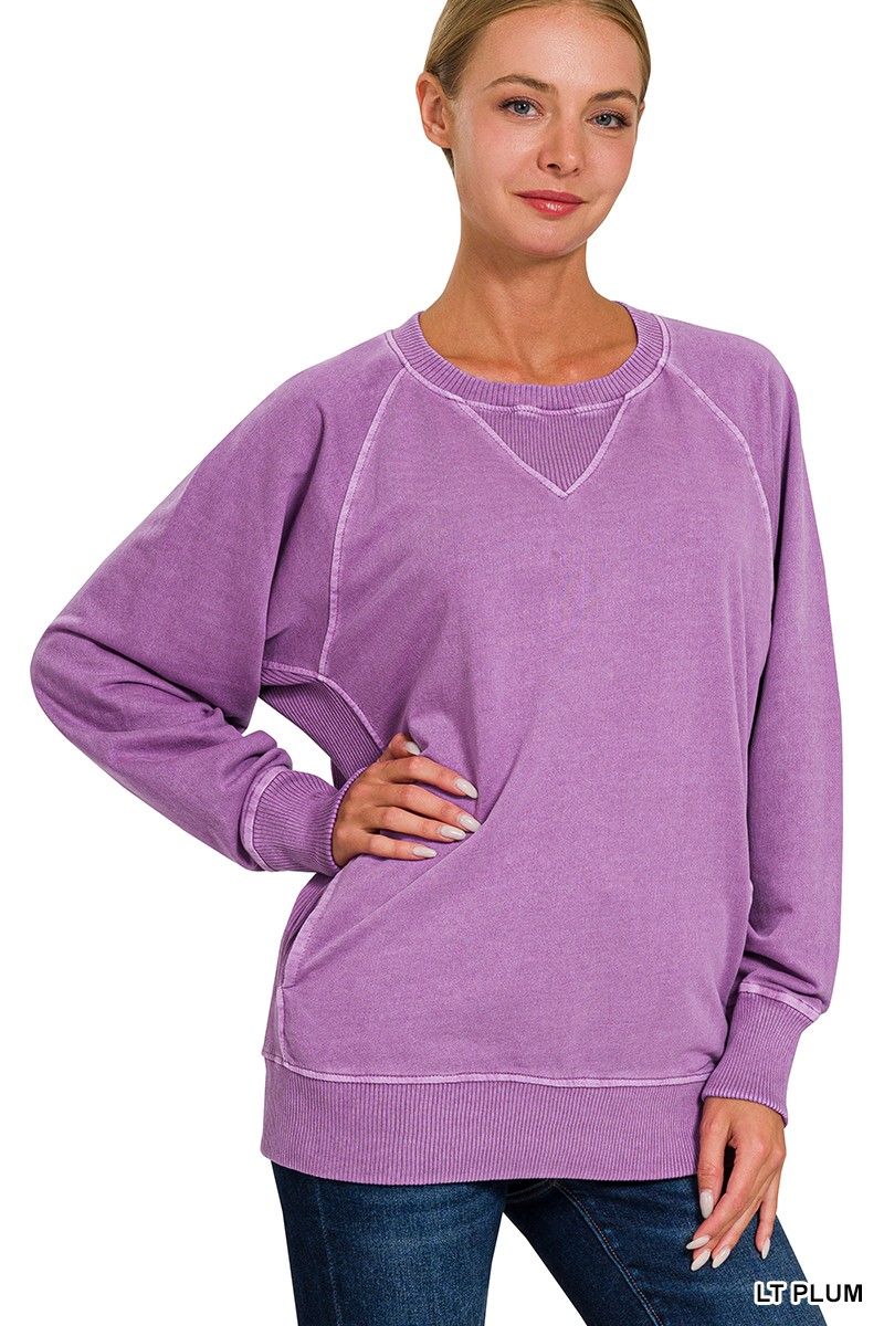 LIGHT PLUM French Terry Sweatshirt With Pockets