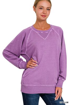 LIGHT PLUM French Terry Sweatshirt With Pockets