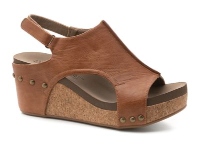 Corkys Carley Wedge Sandal Cognac Smooth