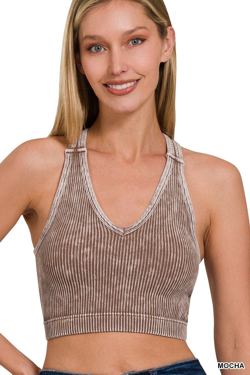 Mocha V Neck Bralette Tank S/M & L/XL