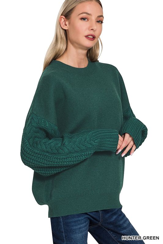 Spruce Green - Camden Harbor Cable Knit Sweater Spruce Green - Camden Harbor Cable Knit Sweater