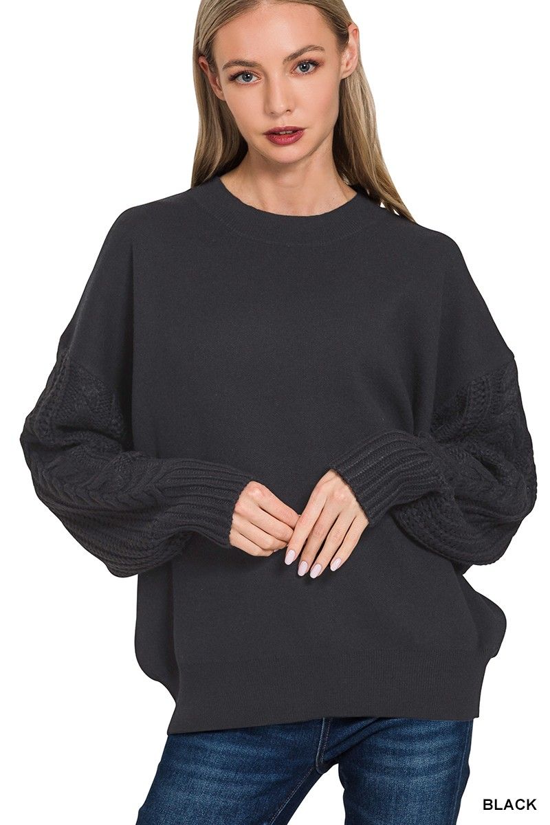 Black - Camden Harbor Cable Knit Sweater