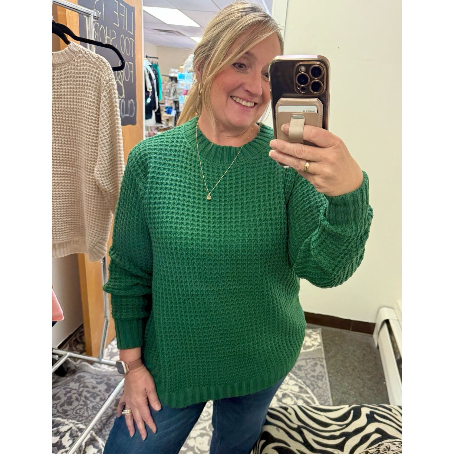 Waffle Sweater - Dark Green