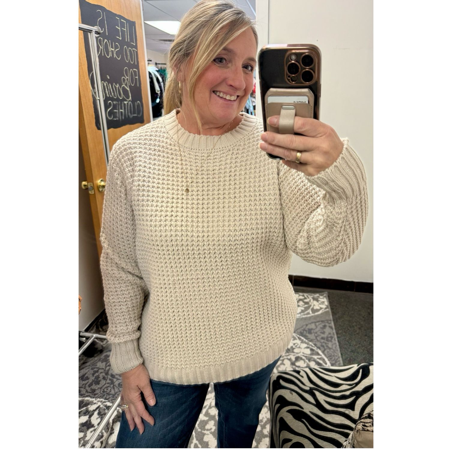 Waffle Sweater - Sand Beige