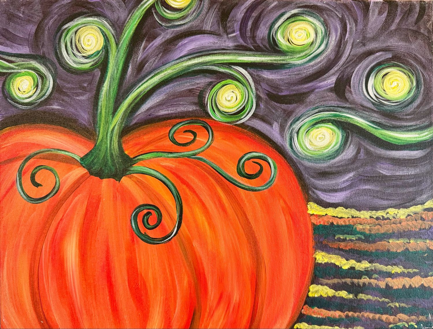 Starry Night Pumpkin Patch Paint and Sip