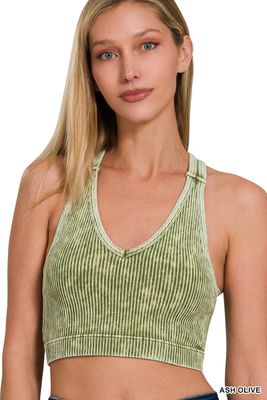 Ash Olive V Neck Bralette Tank S/M & L/XL