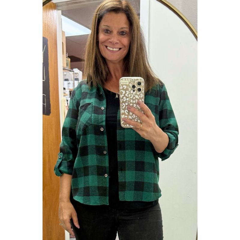 Green Plaid Flannel Shirt