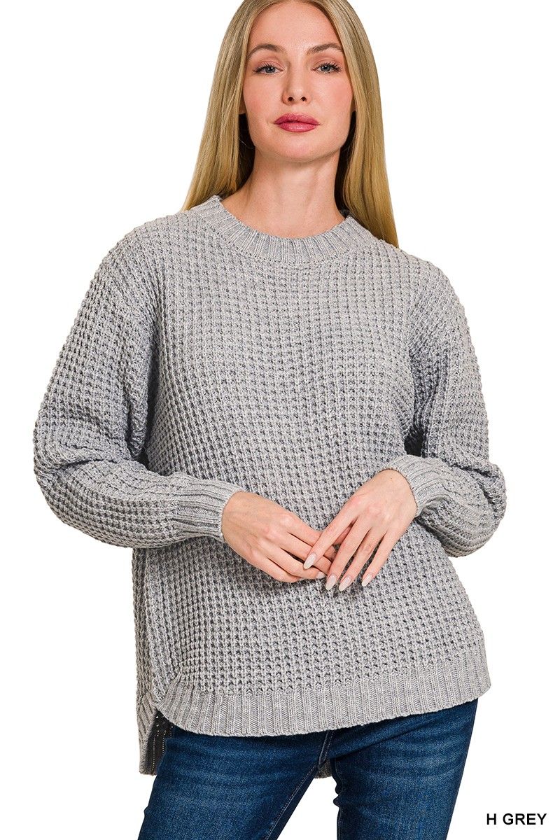Waffle Sweater - Heather Grey