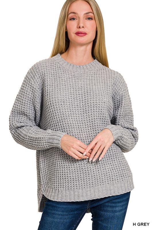 Waffle Sweater - Heather Grey