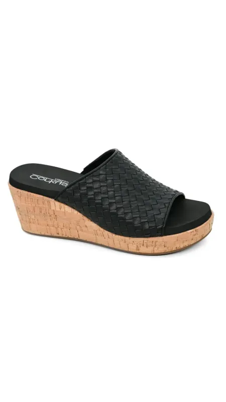 Corky's Wine And Dine Black Wedge Sandals