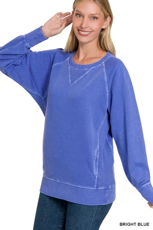 BRIGHT BLUE French Terry Sweatshirt With Pockets