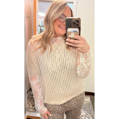 SAND BEIGE Sheer Knit Sweater
