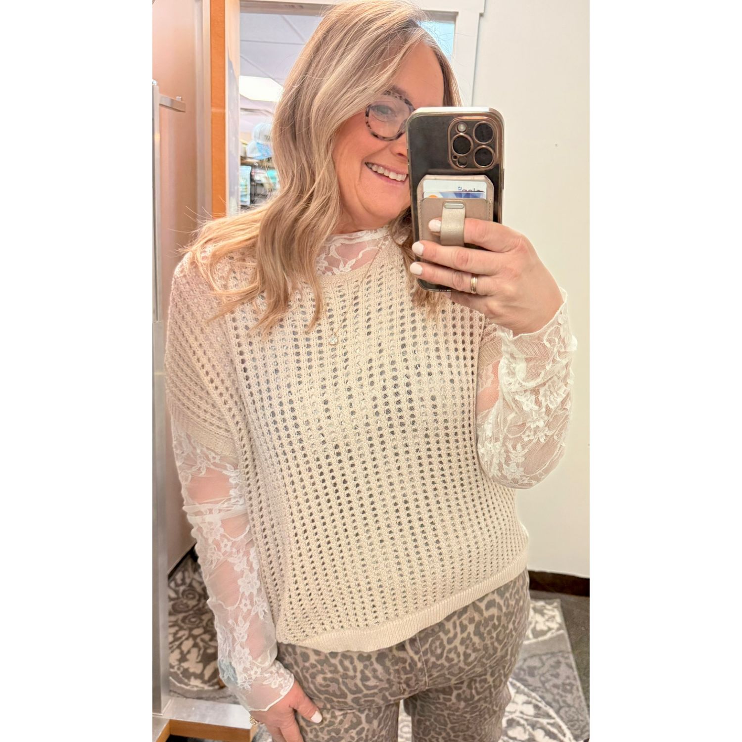 SAND BEIGE Sheer Knit Sweater