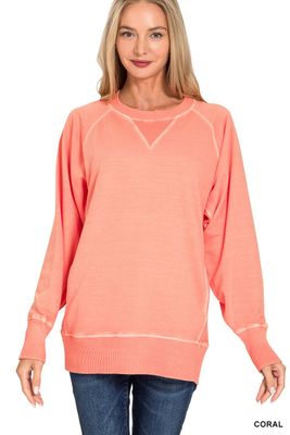 CORAL French Terry Sweatshirt With Pockets
