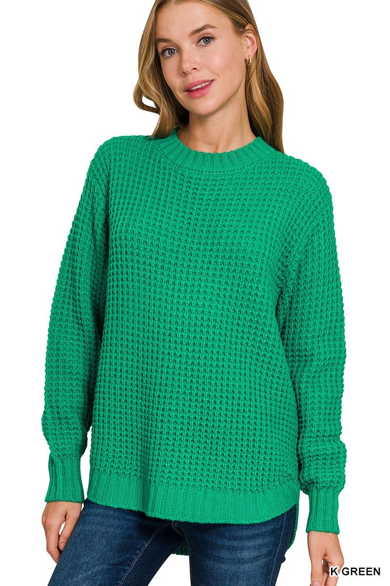 Waffle Sweater - Kelly Green