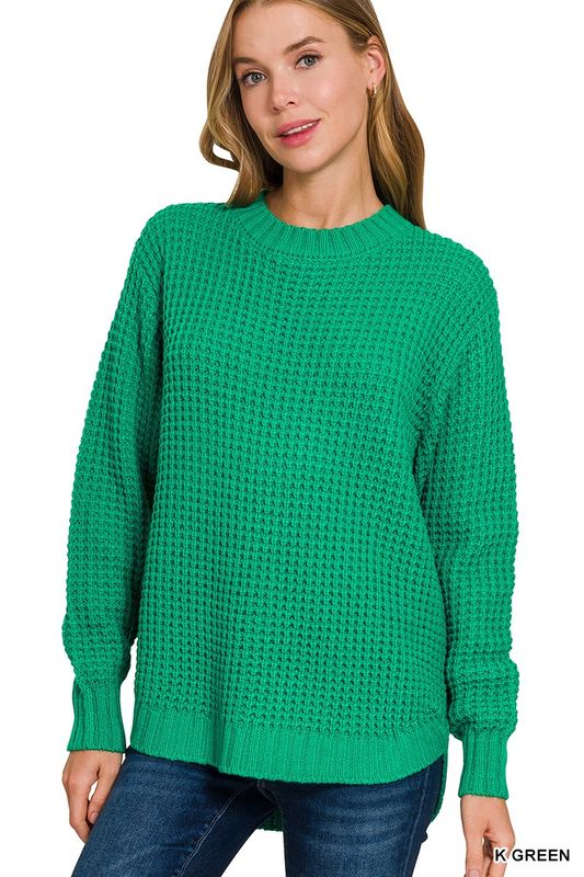 Waffle Sweater - Kelly Green