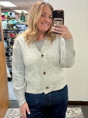 Heather Grey Cropped Cardigan by Zenana